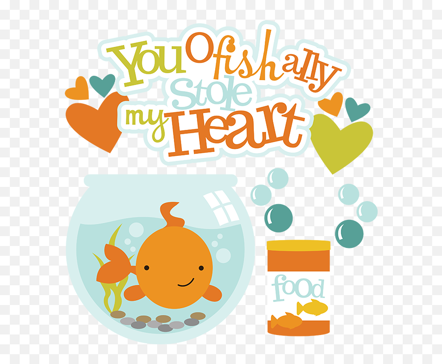 You Ofishally Stole My Heart Svg Fish Clipart Fish Bowl - Fish Tank Cute Clipart Emoji,Bowl Clipart