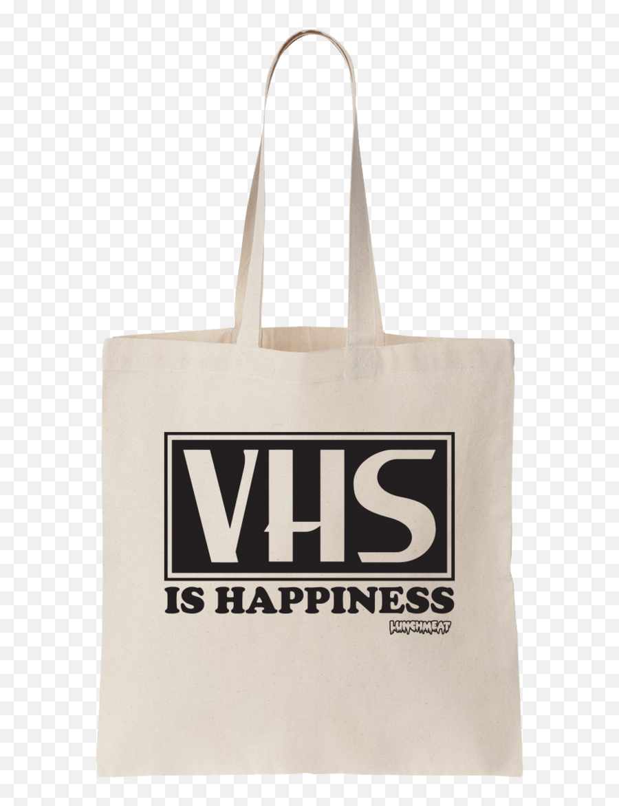 Vhs Is Happiness Tote Bag - Natural Fashion Brand Emoji,Vhs Logo
