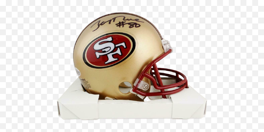 Jerry Rice San Francisco 49ers Signed San Francisco 49ers 96 - 08 Tb Mini Helmet Bas Coa 49ers Emoji,S F 49ers Logo