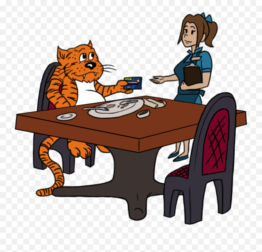 Loyalty Club - Tigers Eating Table Cartoon Clipart Full Emoji,Eating Dinner Clipart