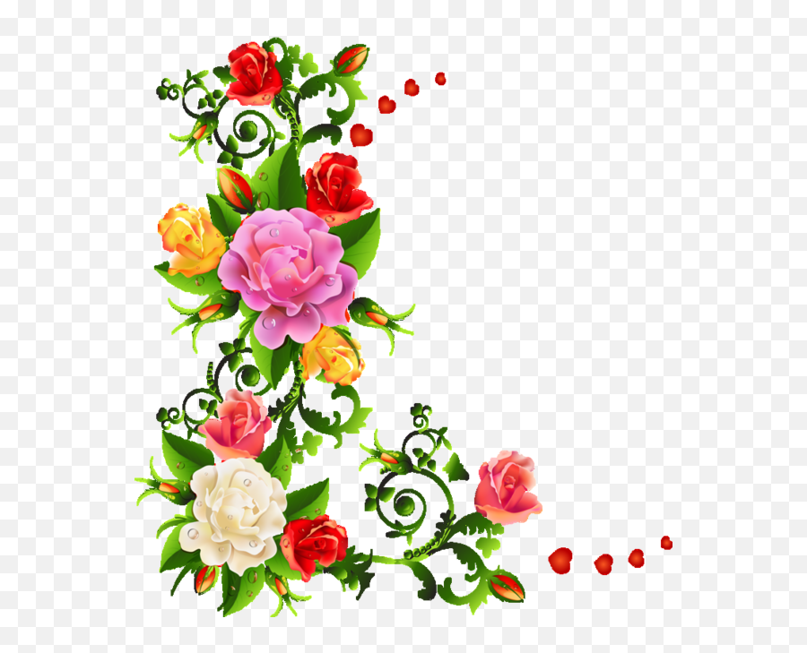 Corners Corners Edges - Colorful Flower Border Design Emoji,Floral Clipart Border