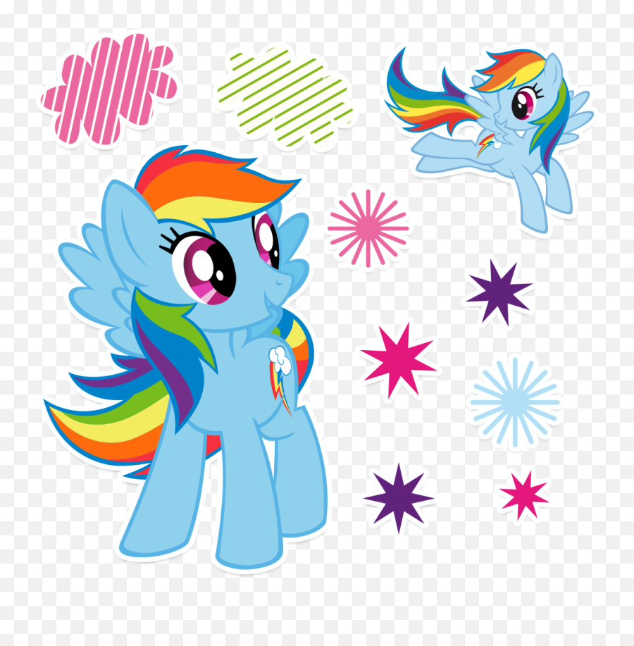 My Little Pony Rainbow Dash Wall Decals Scenes 10 Pieces Emoji,My Little Pony Birthday Png