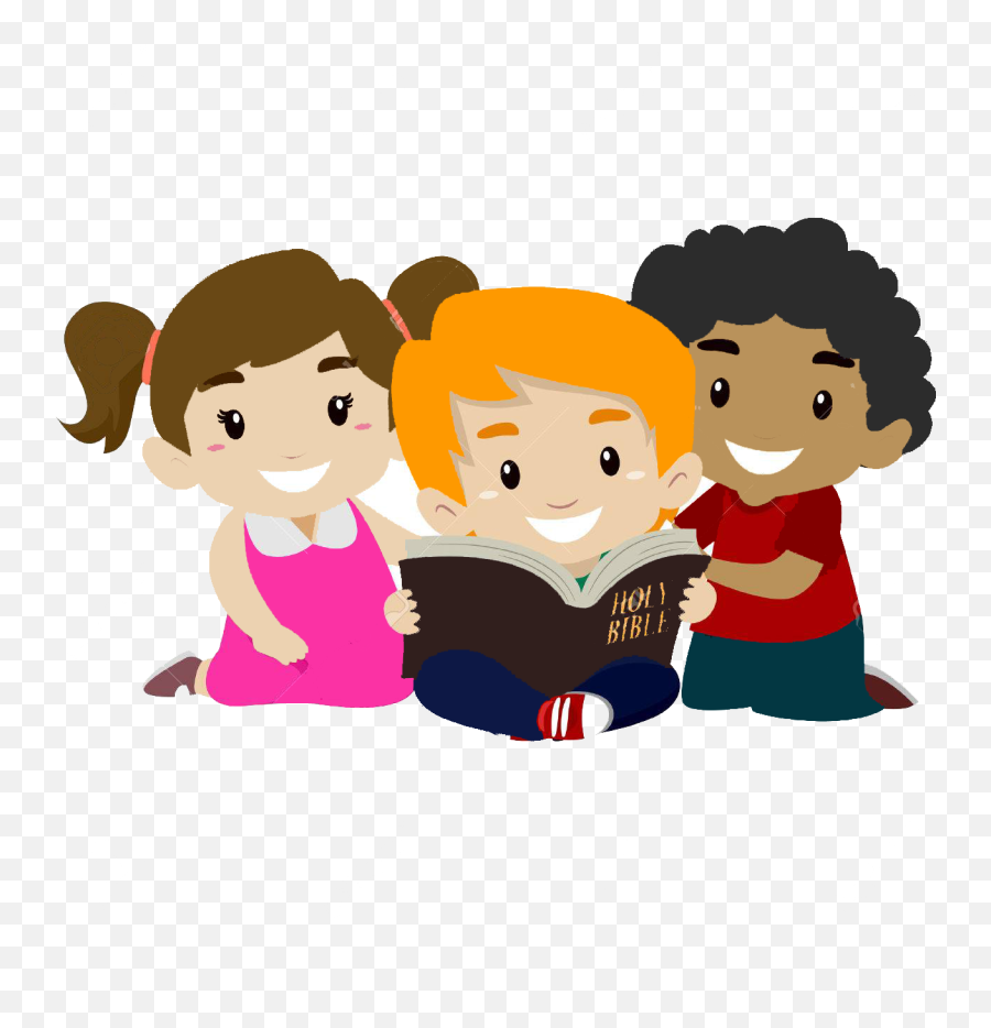 55395845 Vector Illustration Of Children Reading Bible - Reading Bible Kids Cartoon Emoji,Child Reading Clipart