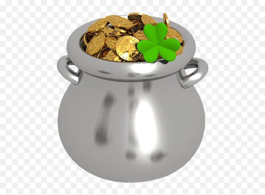 Transparent Pot Of Gold With Shamrock Png Clipart - Pot Of Gold No Background Emoji,Nickel Clipart