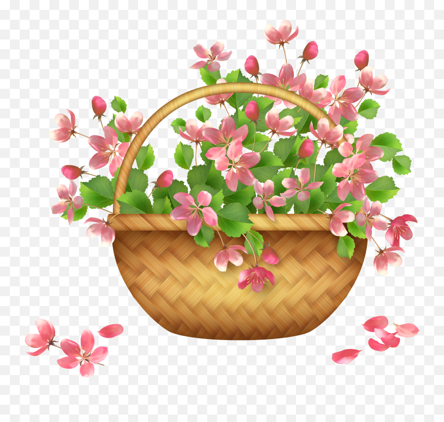 Spring Flowers Clip Art - Flower Basket Png Clipart Emoji,Garden Clipart