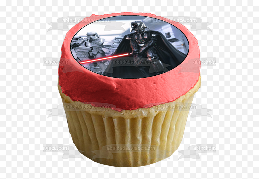 Star Wars Logo Darth Vader Lightsaber Storm Troopers Edible Cupcake Topper Images Abpid06773 Emoji,Star Wars Red Logo