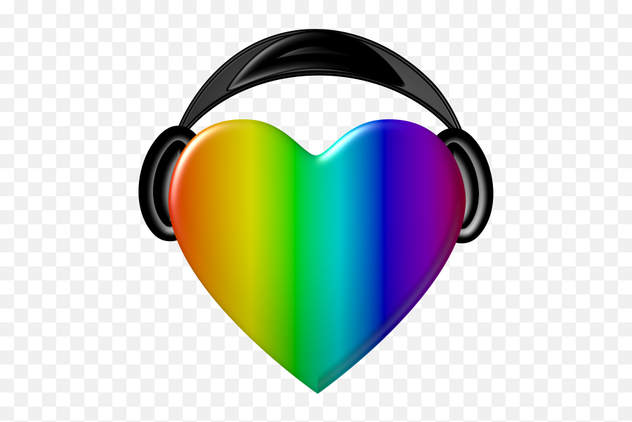 Rainbow Heart - Heart With Headphones Png Transparent Png Hear With Headphones Clipart Emoji,Rainbow Heart Png