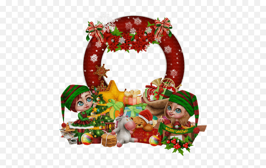 Christmas Frame Christmas Frame Red Green Doll - Picmix Emoji,Merry Christmas Frame Png