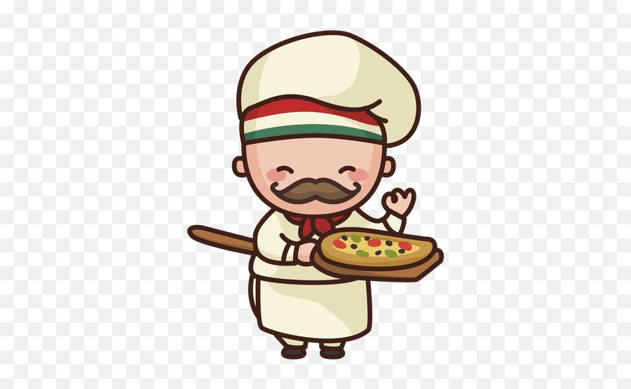 Cute Chef With Pizza - Transparent Png U0026 Svg Vector File Chef De Pizza Png Emoji,Chef Png