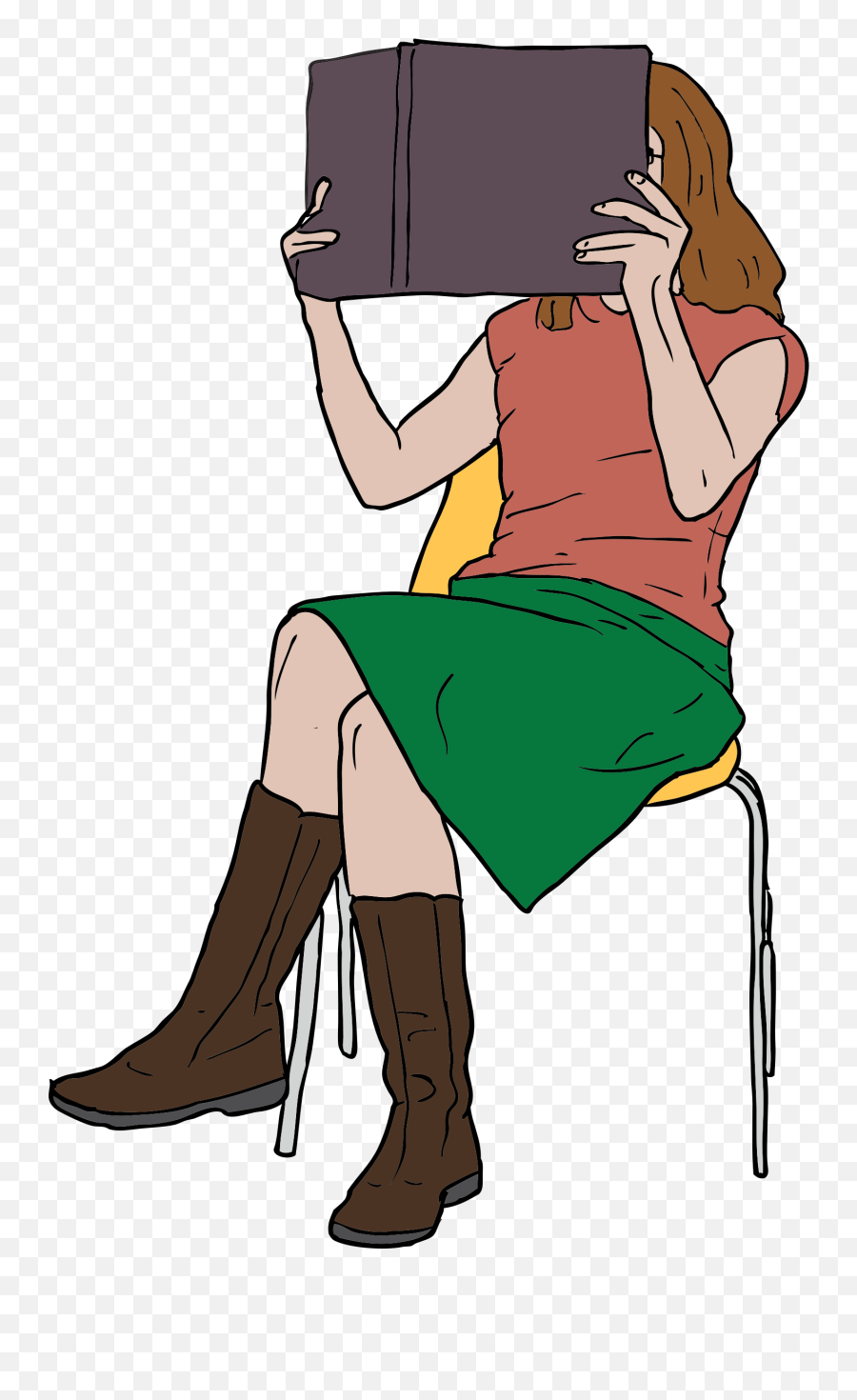 Woman Reading Book While - Woman Reading Clip Png Emoji,Teenager Clipart