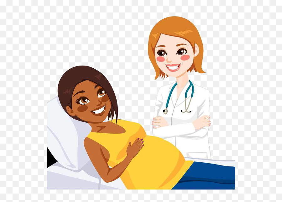 Physician Woman Doctors Visit Clip Art - Antenatal Care Cartoon Clipart Emoji,Pregnant Woman Clipart