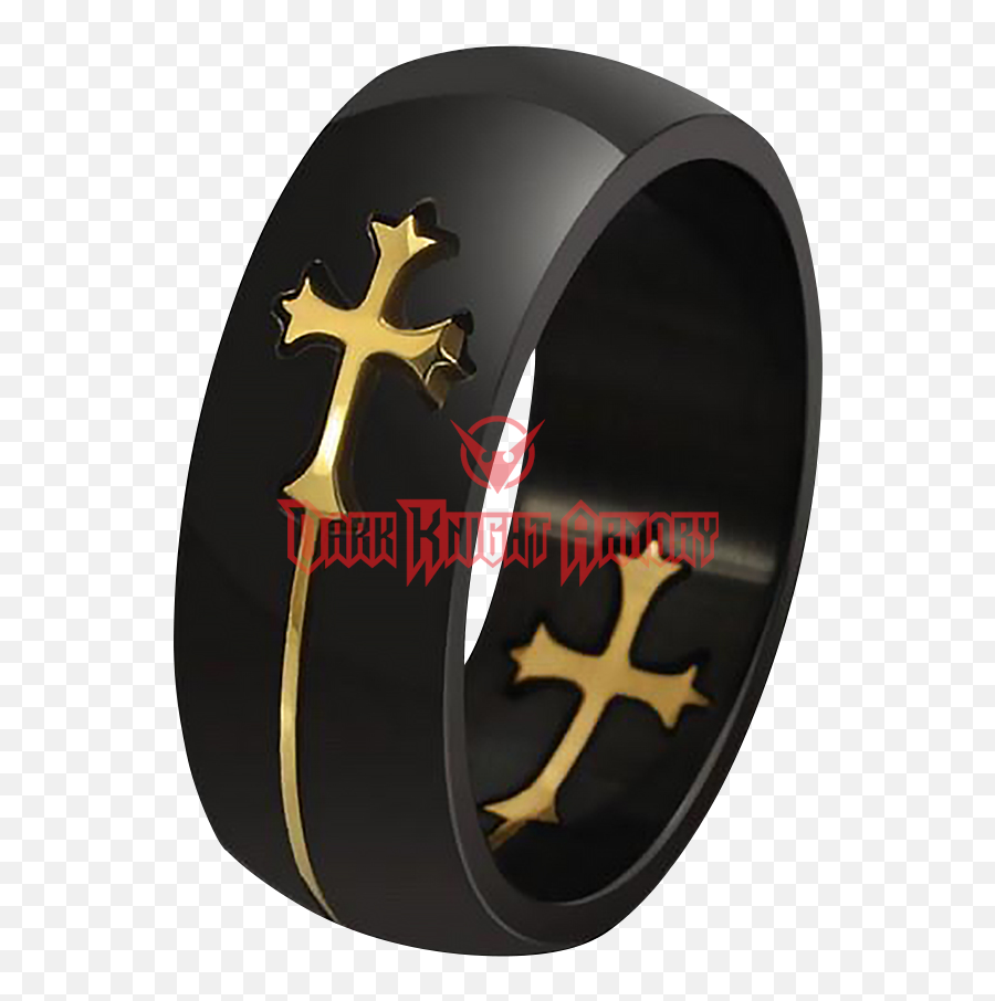 Download Gothic Cross Ring - Gothic Ring Full Size Png Black Ring With Cross Emoji,Gothic Border Png