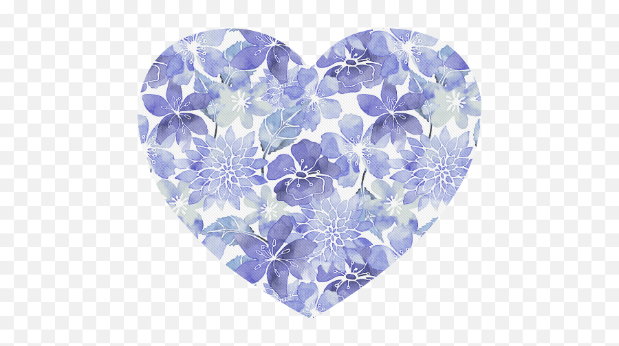Blue Watercolor Flower Pattern Heart - Shaped Mousepad Id D155693 Purple Flower Heart Watercolor Emoji,Blue Watercolor Png