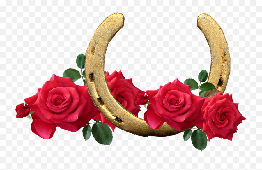 Horse Shoe Red Roses Lucky Romantic Red Roses Flower Emoji,Horseshoe Clipart Free