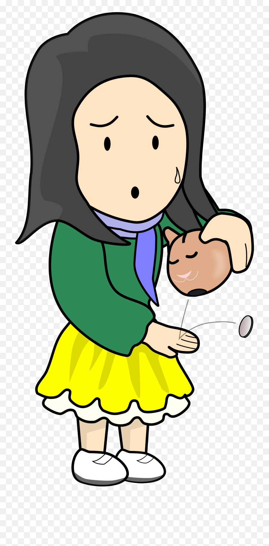 Clipart Of The Girl With No Money In The Money Box At White Emoji,Inside Clipart
