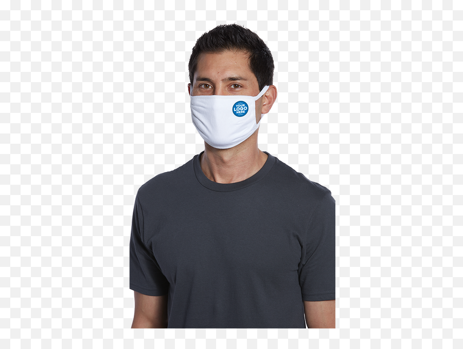 Branded Logo Face Covering - Threeply 100 Cotton Jersey Face Mask Emoji,Logo Placement On Shirt
