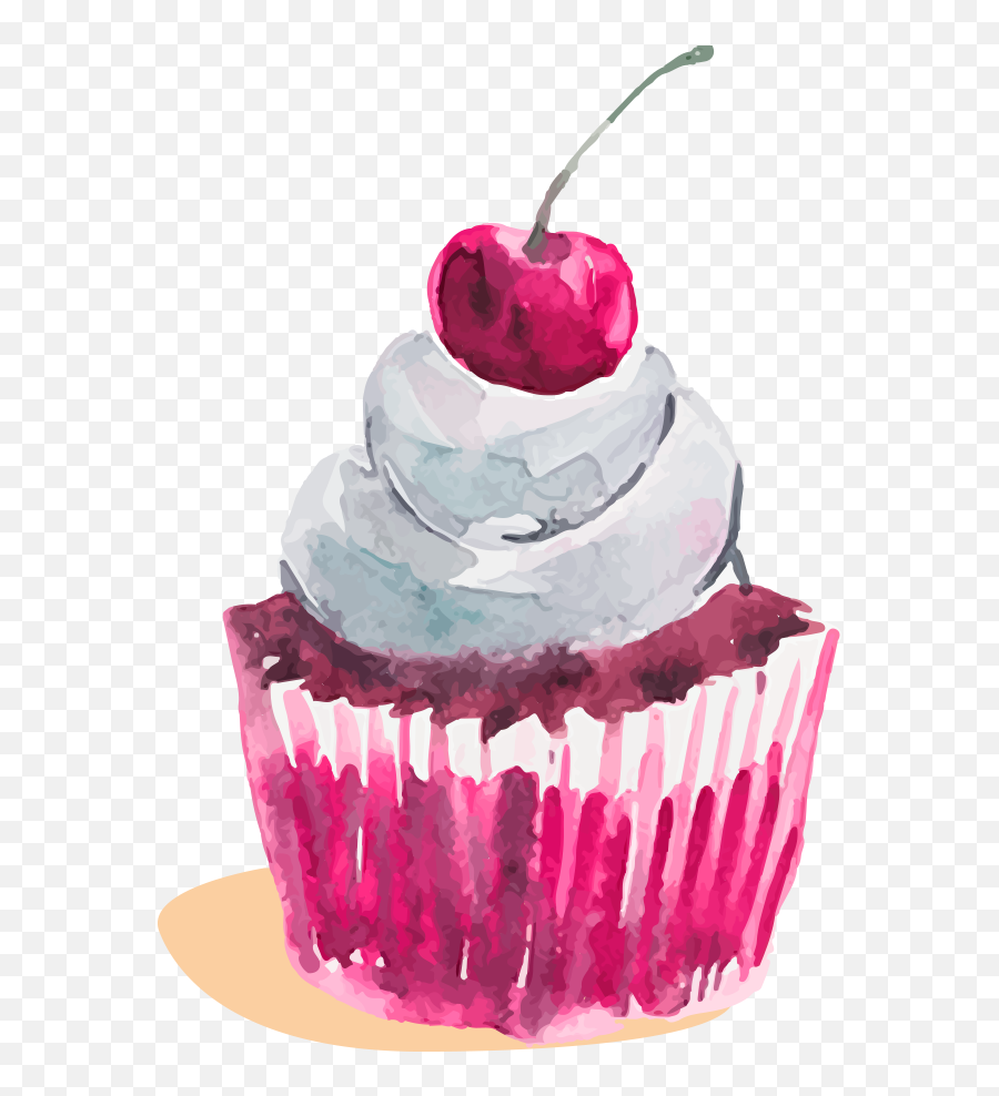 Cupcake Watercolor Painting Dessert - Cake Png Download Cupcake Watercolor Painting Emoji,Cupcake Png