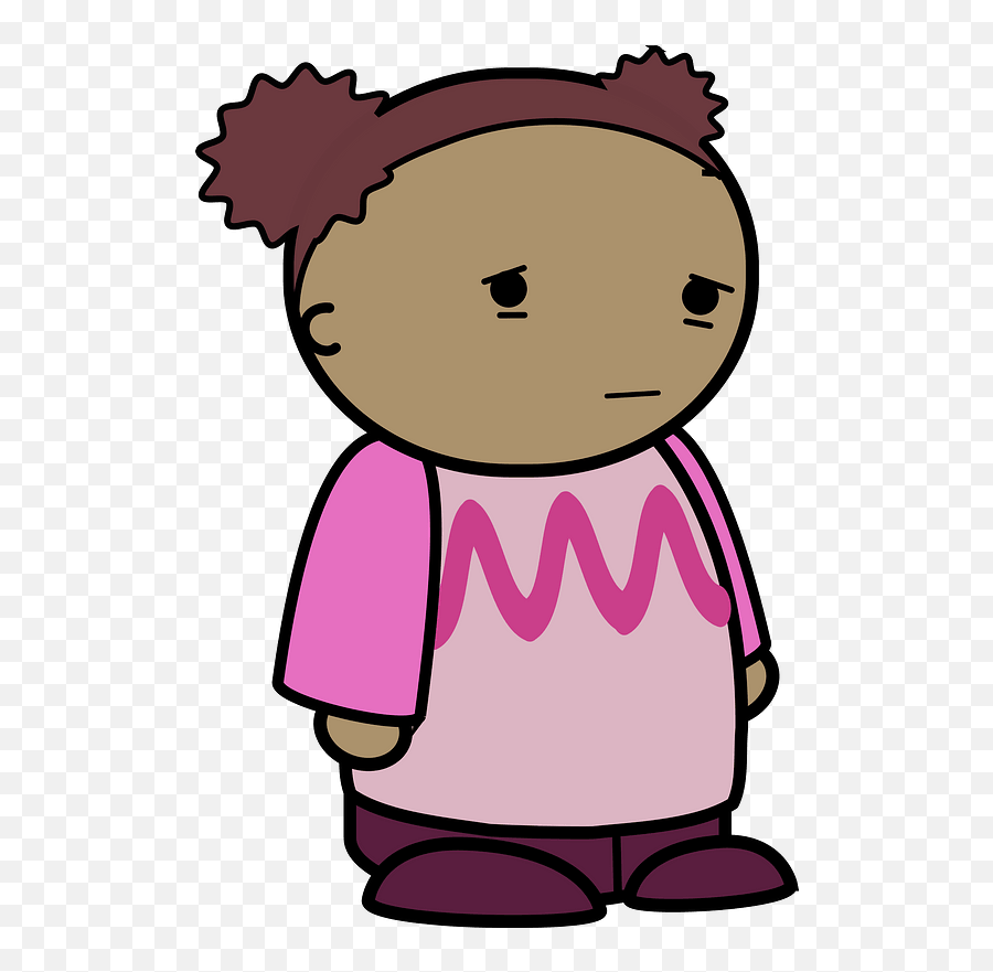 Curly Haired Girl In A Pink Shirt Sad Face To The Side - Affect Icon Emoji,Sad Face Clipart