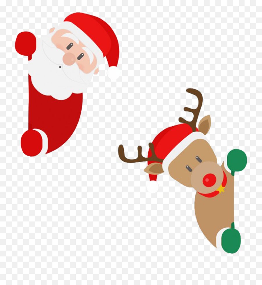 Hope You Merry Christmas Everybody In - Cartoon Santa And Reindeer Png Emoji,Christmas Png
