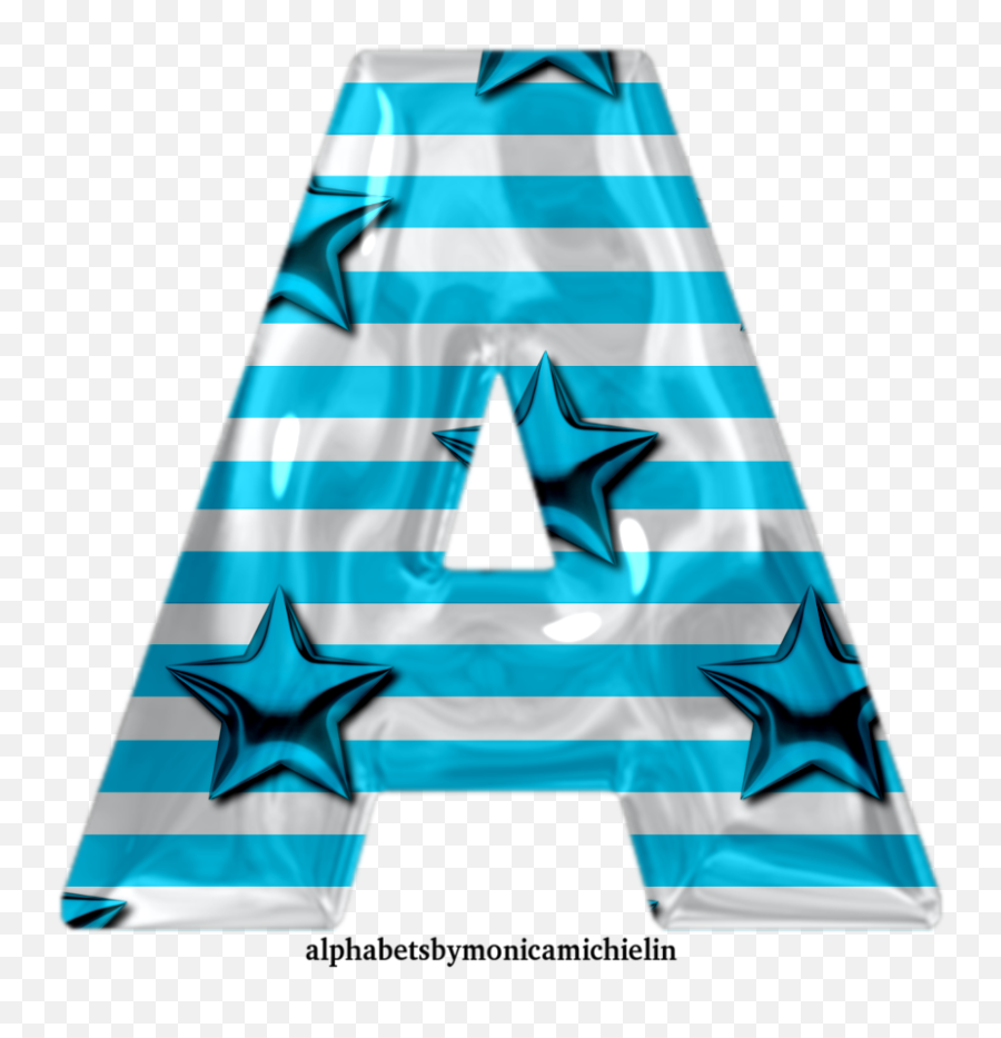 Monica Michielin Alphabets Blue Stripes Blue Stars Alphabet - Vertical Emoji,Blue Stars Png
