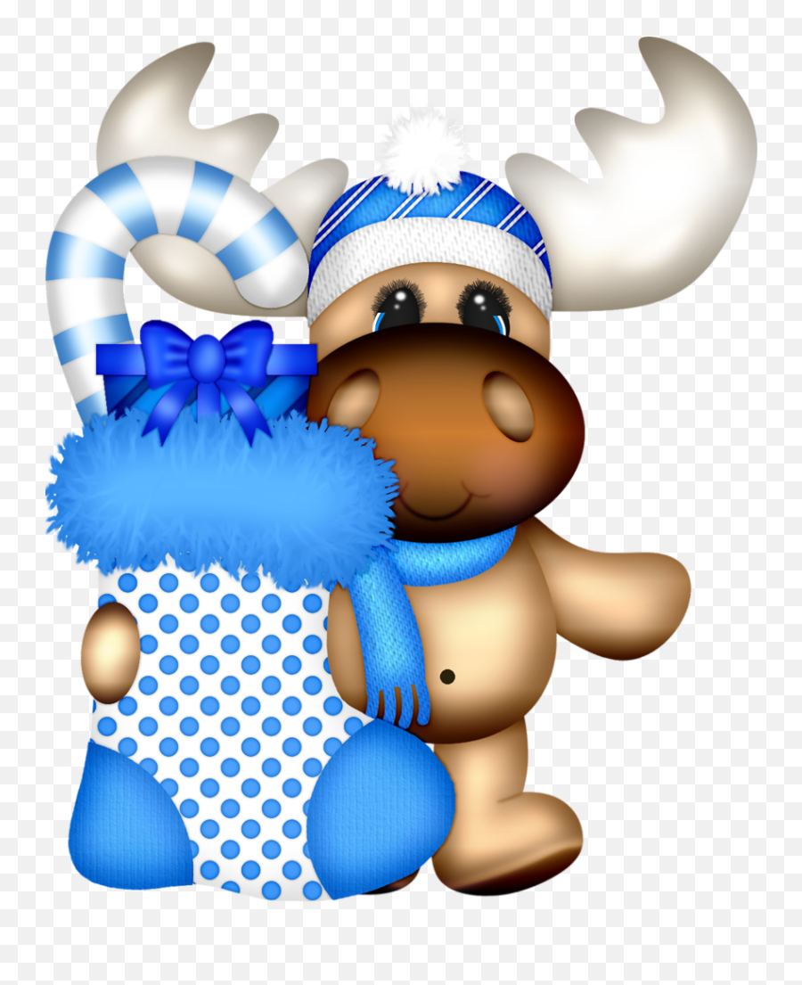 Christmas Clipart Christmas Moose - Moose Blue Christmas Clipart Emoji,Moose Clipart
