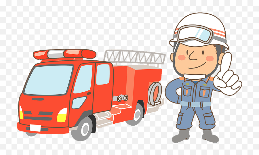 Firefighter Standing - Firefighter Emoji,Fire Truck Clipart