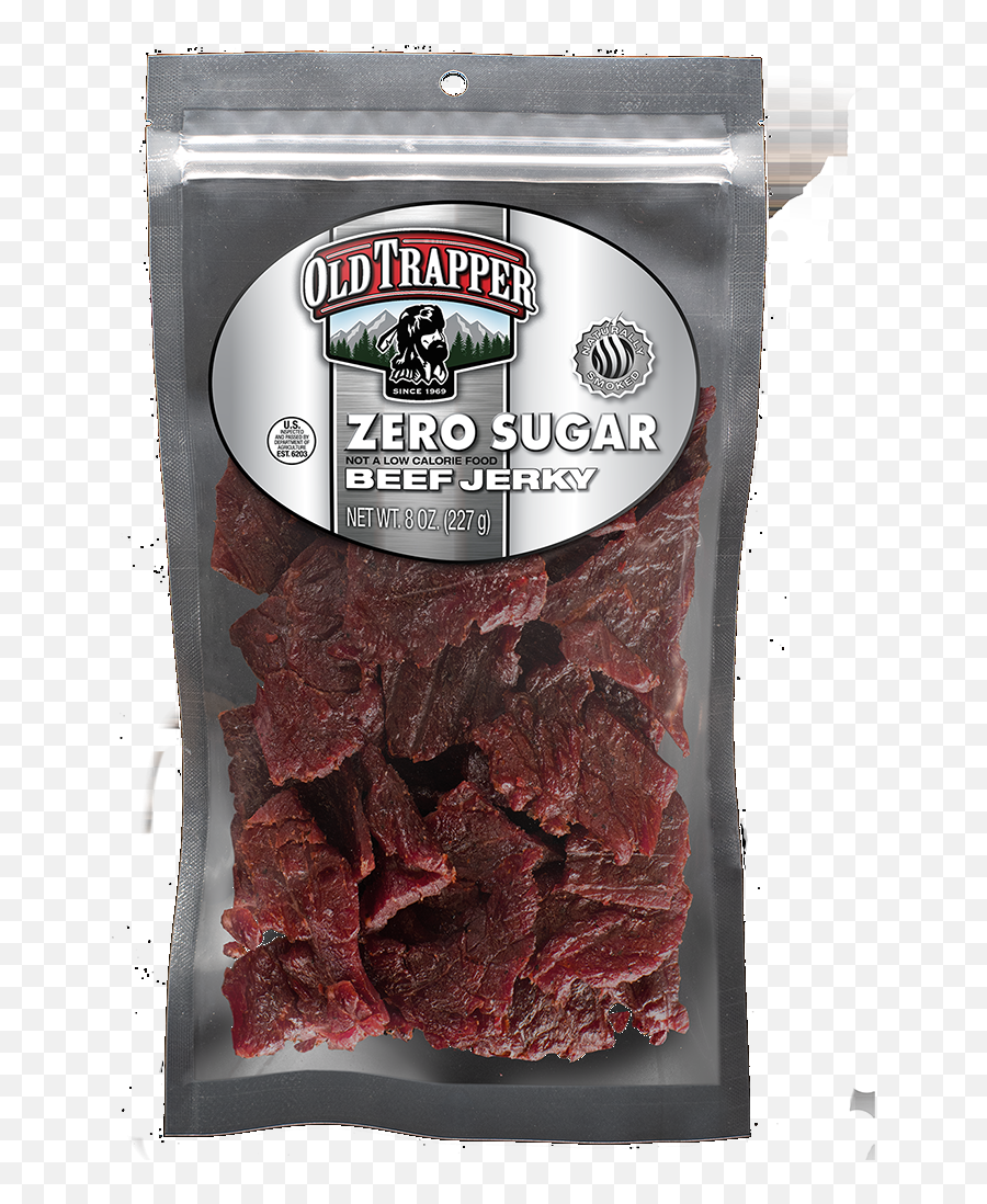 Zero Sugar Beef Jerky - 8 Oz Bag Old Trapper Beef Jerky Emoji,Meat Transparent