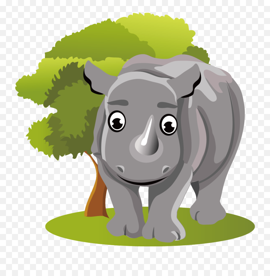 Rhinoceros Cartoon - Jungle Calf Cool Cartoon Rainforest Emoji,Rhinoceros Clipart