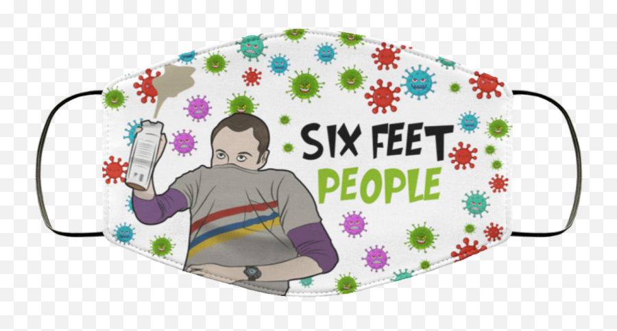 Sheldon Cooper Six Feet People Face Mask - Serveware Emoji,Big Bang Theory Logo
