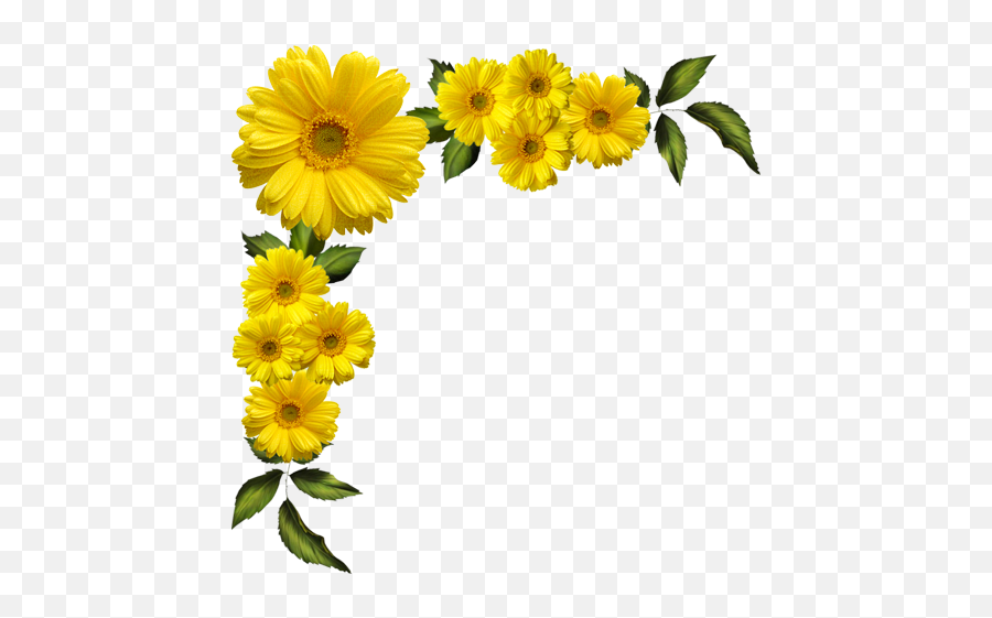Flower Border Transparent Background - Transparent Background Yellow Floral Png Emoji,Sunflower Border Clipart