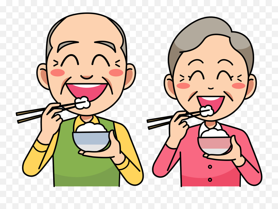 Old Couple Is Eating Clipart - Old Woman Eat Rice Clip Art Emoji,Eating Clipart