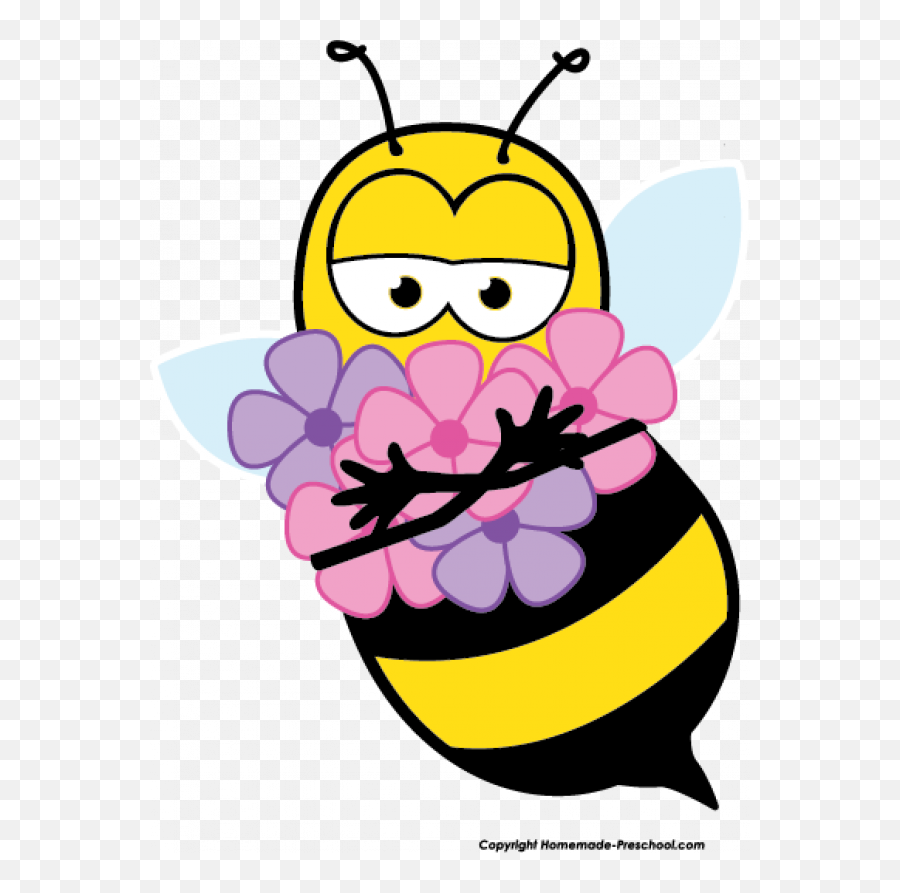Free Bee Clipart - Clip Art Bee And Flowers Emoji,Bee Clipart