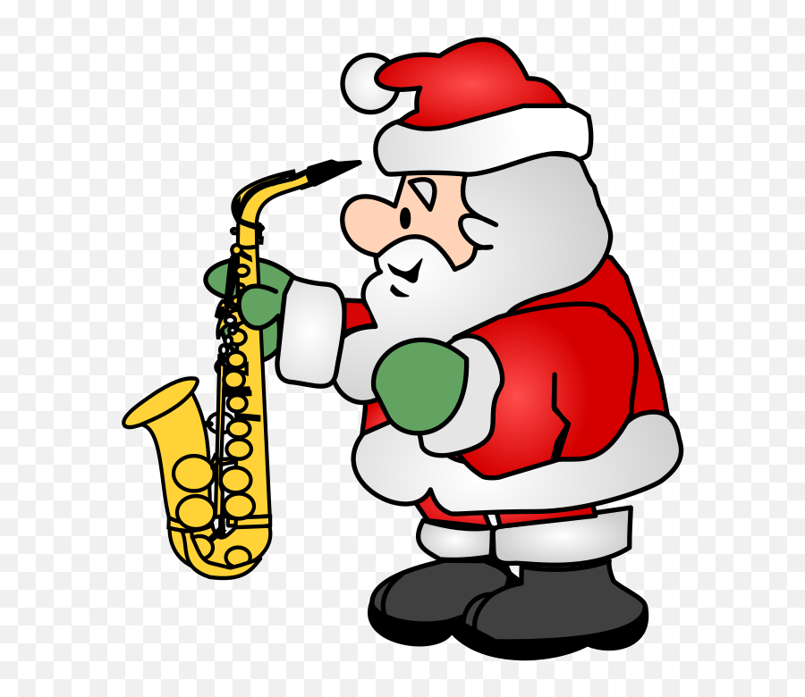 Santa With A Sax - Santa Claus Emoji,Saxophone Clipart