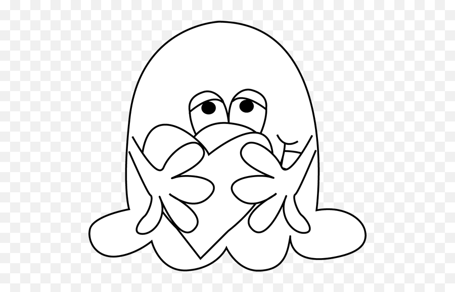 Monster Clip Art - Monster Images Monster Valentine Clipart Black And White Emoji,Heart Clipart Black And White