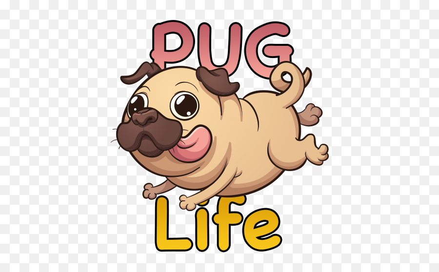 Pug Running Clipart Transparent Png - Pugs Cartoon Emoji,Pug Clipart