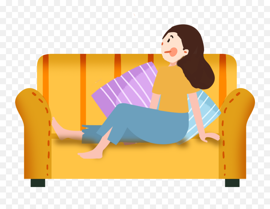 Download Cartoon Hand Drawn Illustration Couch Png And Psd - Png Sitting Couch Cartoon Emoji,Cartoon Hand Png