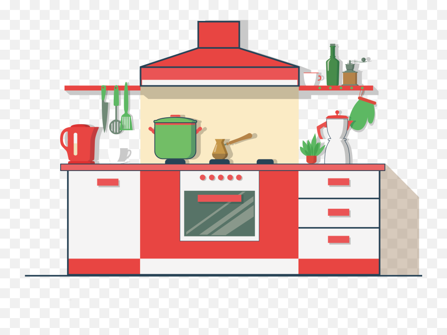 Clipart Kitchen Kitchen Furniture - Kitchen Clipart Png Emoji,Kitchen Clipart