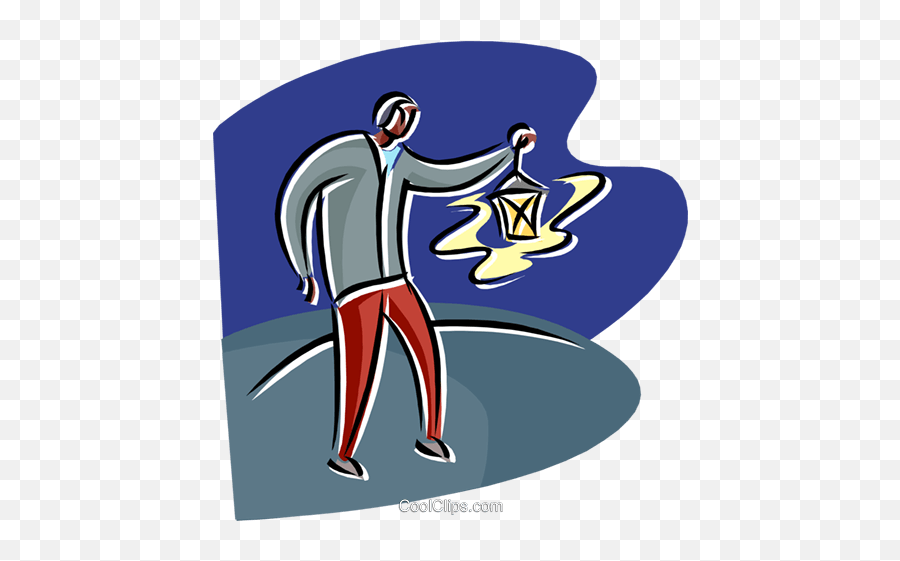 Man Finding His Way With A Lamp Royalty Free Vector Clip Art - Fictional Character Emoji,Lamp Clipart