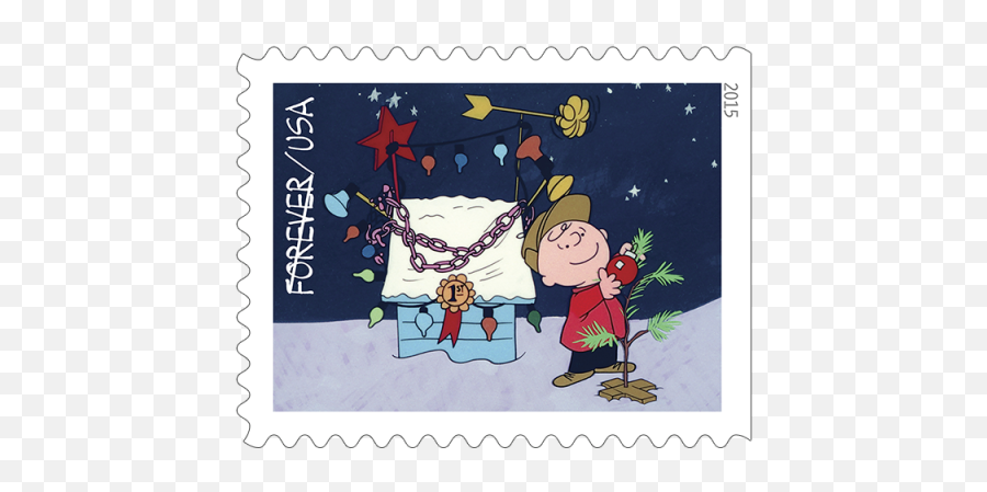 A Charlie Brown Christmas Stamps - Usps Releases Emoji,Charlie Brown Christmas Tree Png