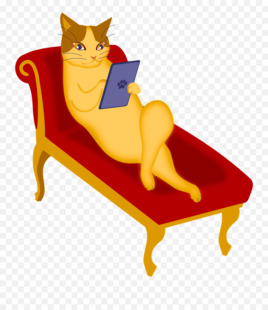 Cat With Tablet Clipart Free Download Transparent Png - Cat On The Sofa Png Emoji,Tablet Clipart
