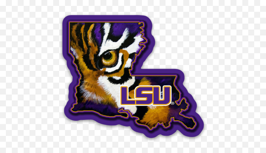 Lsu State Outline With Tiger Face - Lsu Louisiana Tiger Eye Emoji,Lsu Tiger Logo