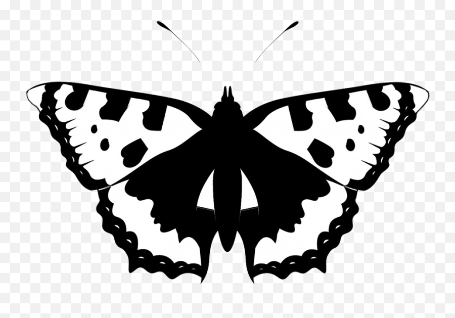 Black White Butterfly Silhouette Animal Silhouette Emoji,Moth Clipart Black And White