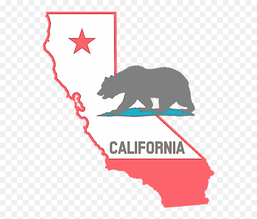 California State Outline With Flag - California Republic Bear Emoji,California Clipart