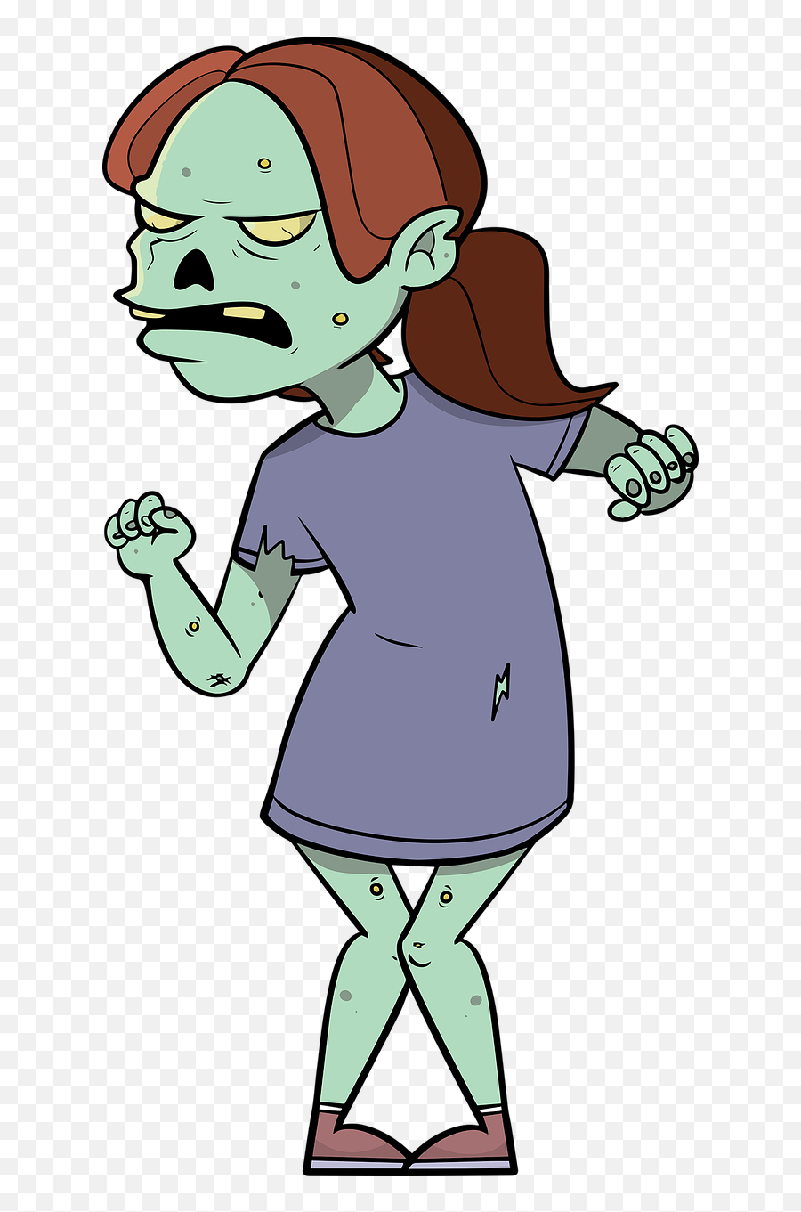Scarey Clipart - Female Cartoon Zombie Png Emoji,Scarey Clipart