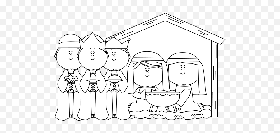 Clip Art Black And White Black And White Black And White - Nacimiento Clipart Black And White Emoji,Nativity Clipart