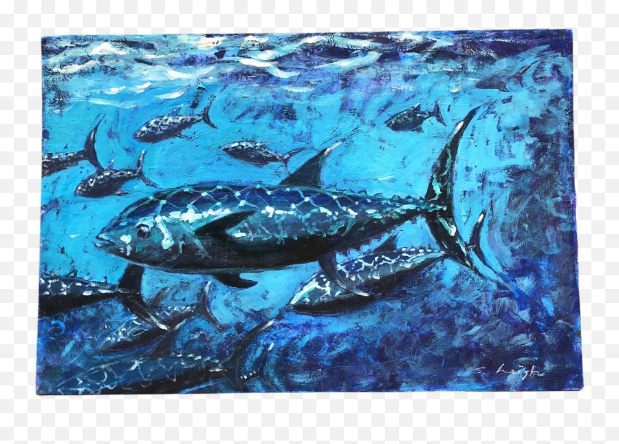 Originalstephen Heigh Painting U201ctuna Schoolu201d Fish - Atlantic Bluefin Tuna Emoji,School Of Fish Png