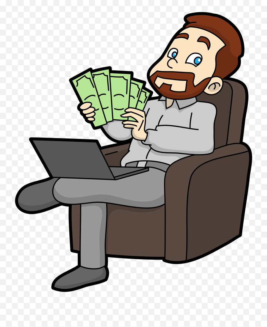 Cartoon Guy Counting Money He Made - He Has Money Clipart Emoji,Cartoon Money Png