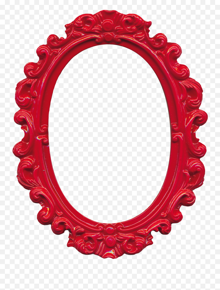Mirror Clipart Oval Thing - Red Oval Frame Transparent Emoji,Mirror Clipart