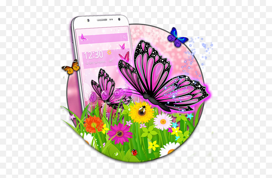 Pink Purple Butterfly Flower 2d Themeamazoncomappstore Emoji,Butterfly Emoji Png