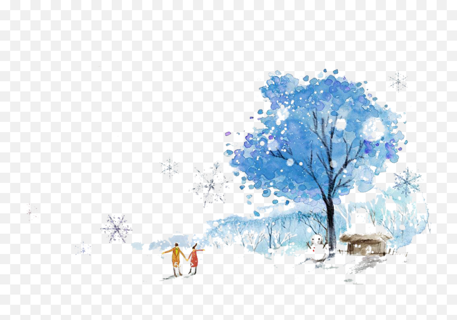 Download Hd Winter Trees Watercolor Clipart Transparent Png Emoji,Watercolor Clipart